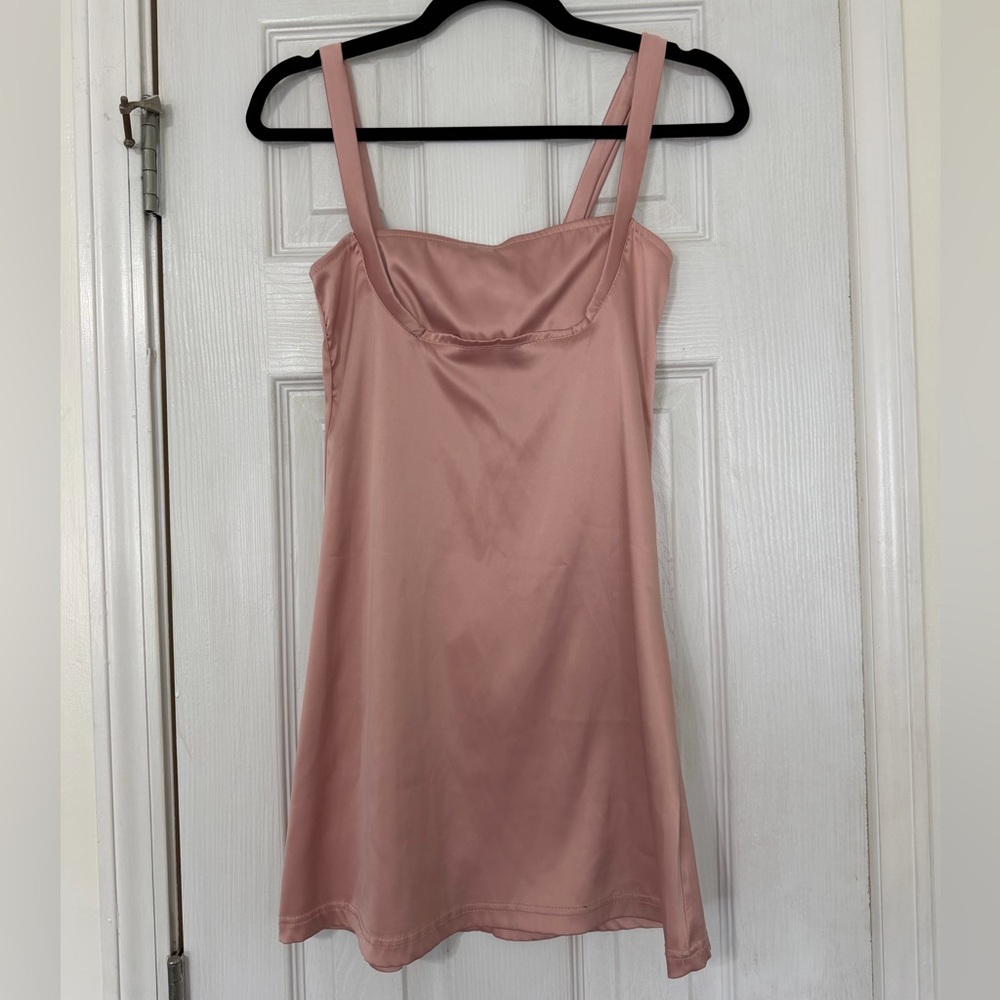 Pink Satin Mini Dress
